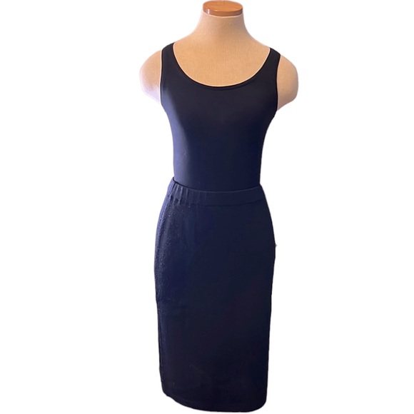 St. John Knit Metallic Knit Pencil Skirt, Black, size 2 - Picture 2 of 14